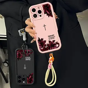 Elegant Burgundy Lily Bible Quote Phone Case for iPhone Samsung 17Pro Max Air 16 15Plus 14 13 12 11 XR XS Galaxy S25 S24 S23 S22 S21 S20 Note20 Psalms 46:5 Christian Bible Verse Religious Birthday Gift For Her 952