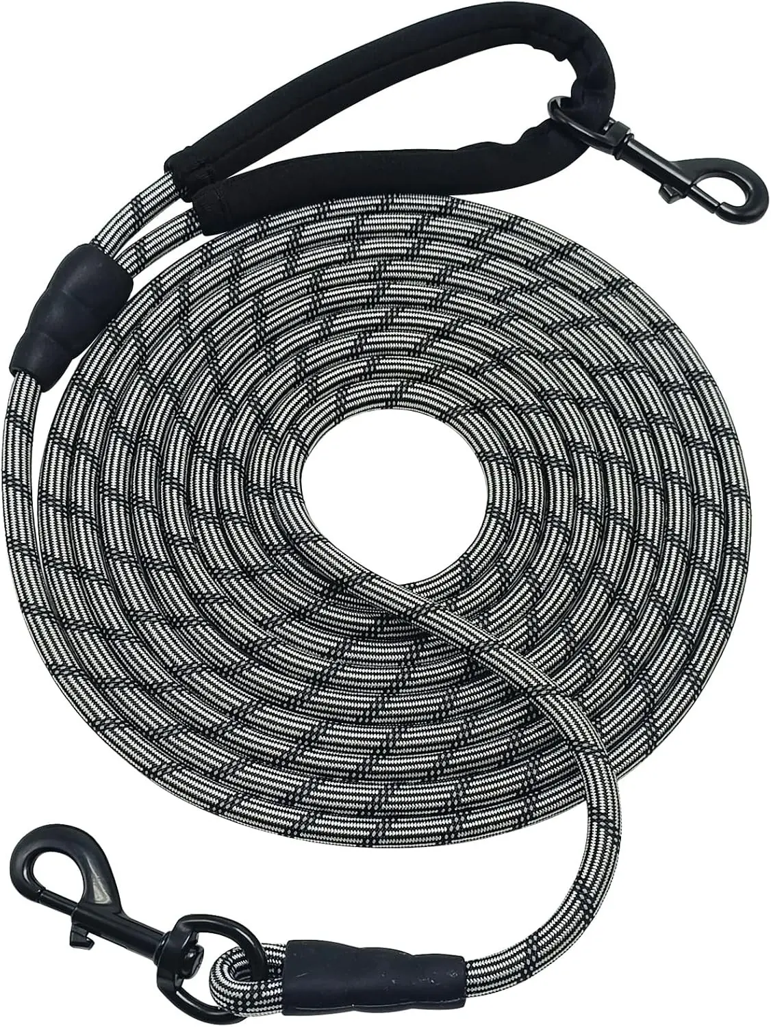 10/15/20/30/50FT Long Dog Leash Training Lead with Soft Handle | 3/8 Inch Thick, Reflective Rope Leash for Medium Large Dogs Recall Training Outside Playing Camping (50ft, Black)