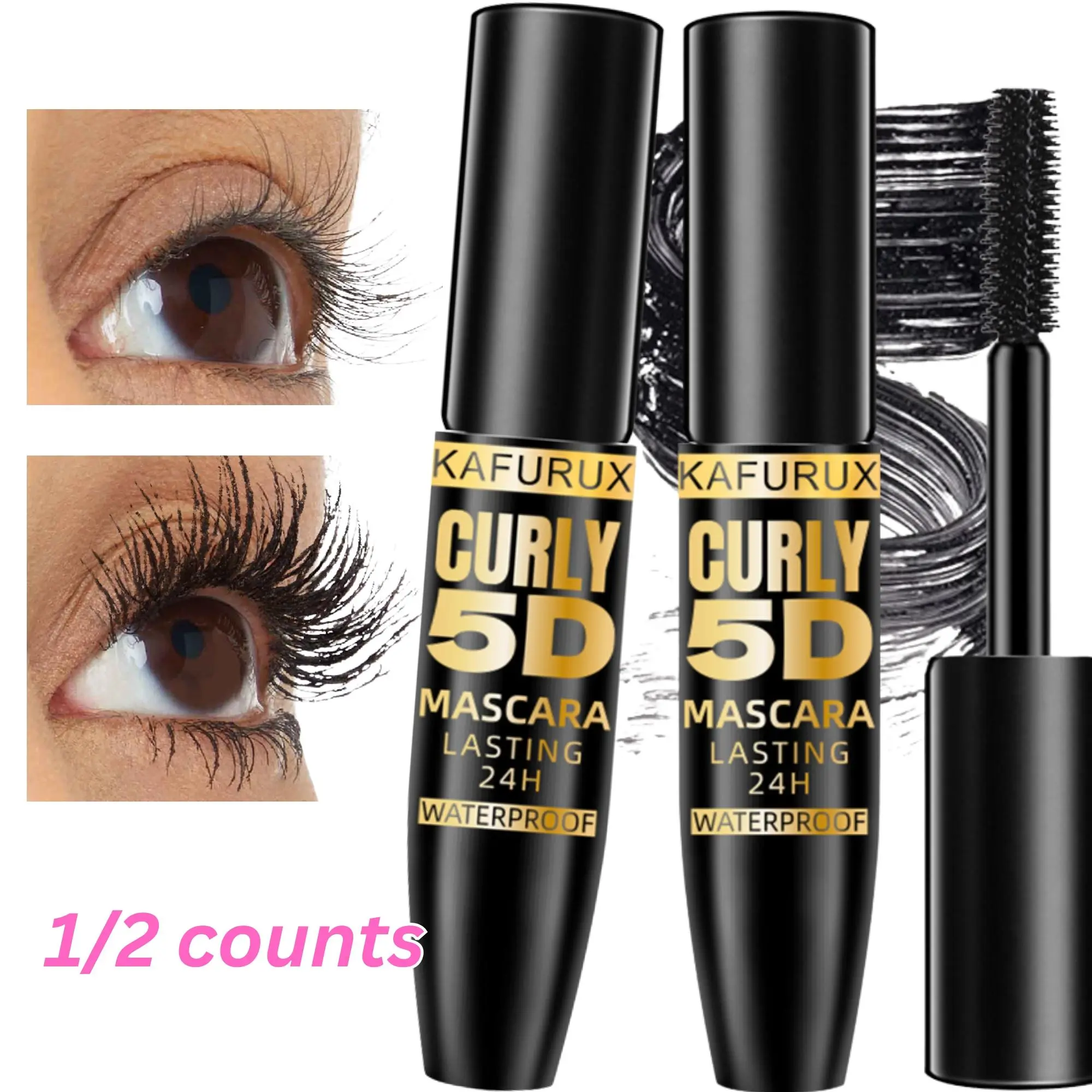Waterproof Volumizing Lengthening Mascara Brush, Long-Lasting Volume Lash Extension Effect, Professional Eye Makeup for Women, Mascara Volume And Length Waterproof, Voluminous Lengthening Mascara