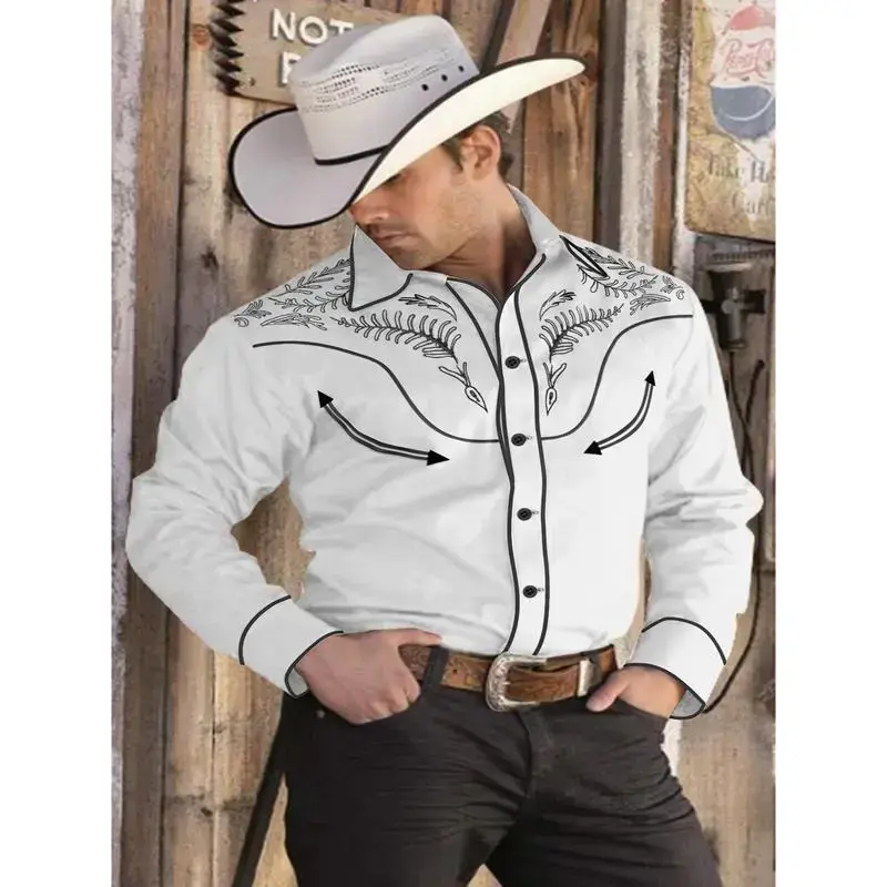 Men's Cotton Western Cowboy Shirt - Embroidered, Long Sleeve, Casual, Button Front, Band Collar Dress Shirt Men's Cotton Western Cowboy Shirt - Embroidered, Long Sleeve, Casual, Button Front, Band Collar Dress Shirt