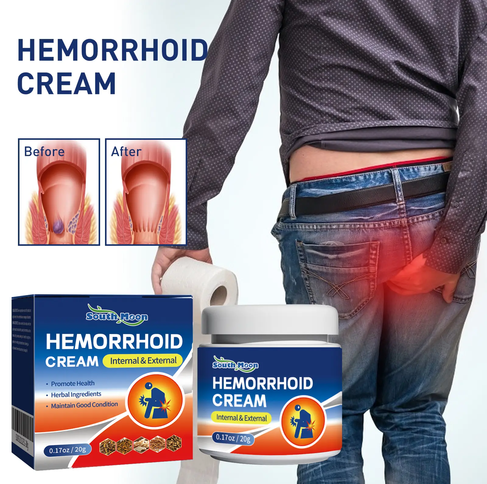 Hemorrhoid Cream, Repair The Swelling And Itching Of The Anus And Eliminate Meat Ball Mixed Nevus Anal Pain Relief Cream