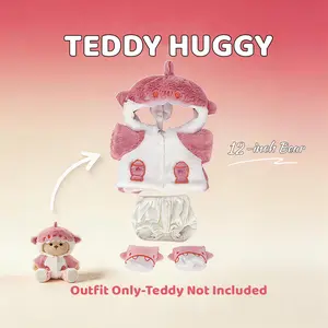 TEDDY HUGGY Cute Teddy Bear Series - Pink Shark Three-Piece Set Paired with a Cute Teddy Bear - 12 Inches Tall - Soft Plush Toy with Movable Joints - The Perfect Gift for Any Age.