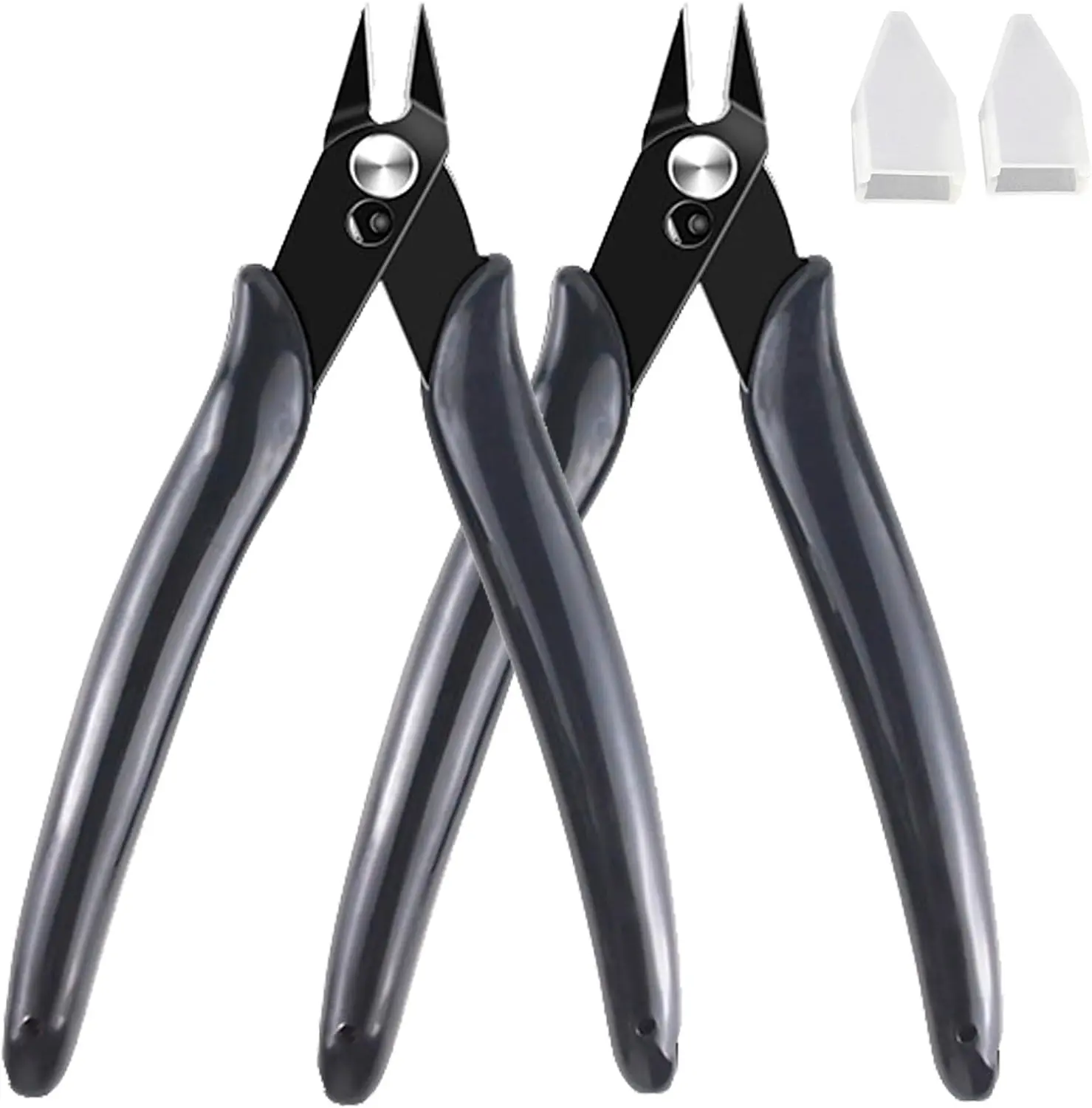 2-Pack Ultra-Precise Flush Cutters - Spring-Action, Beveled Edge, Heat-Treated Steel Compact Wire Cutters for Crafters, Hobbies
