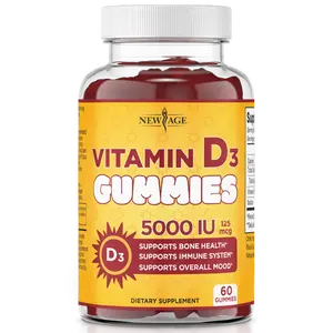 NEW AGE Vitamin D3 5000 IU 125mcg Gummies - Support Immune Support, Strong Bone Health - Non-GMO, Gluten-Free, Dairy-Free, Gelatin-Free Gummies