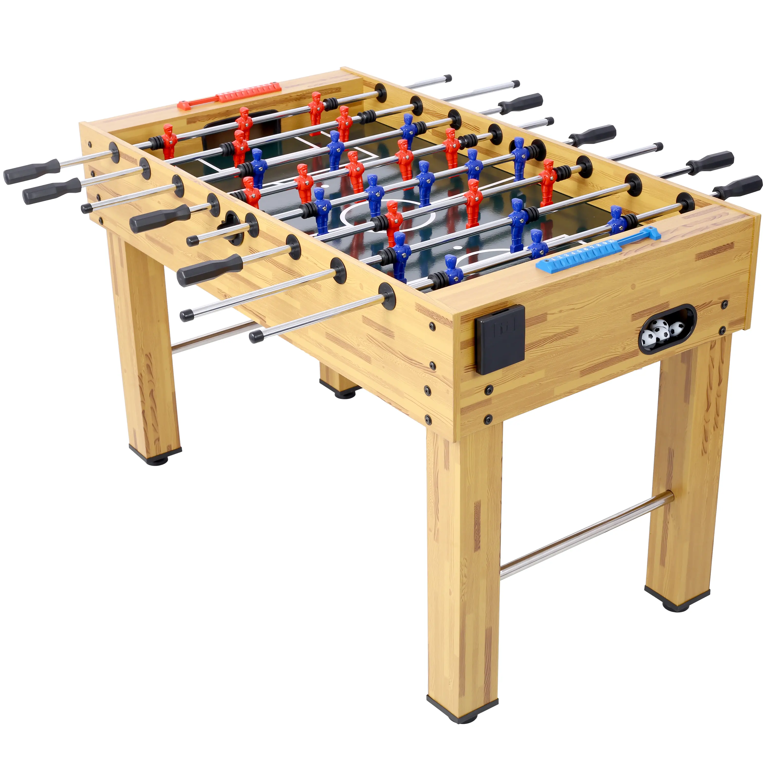Dreamzon 54-Inch Hurricane Foosball Table - 54" L x 27" W x 35" H, Light Cherry Finish, Engineered MDF Wood, Analog Score, Ergonomic Handles, Adjustable Levelers, E-Z Spin Bearings, Free Accessories, Superior Durability for Family Game Rooms