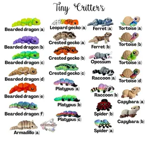 Tiny Critters | Pocket Buddies- 3D Printed Assorted Animal Fidget Figurines. Realistic Appearance. Approximately 2- 2.5 Inch. Decor Collectibles Ornaments. Customizable