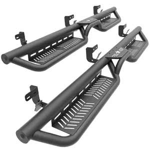 【EYOUHZ】Crew Cab Running Boards Side Steps Compatible for 2009-2018 Dodge Ram 1500, 2019-2024 1500 Classic, 2010-2024 Dodge Ram 2500 & 3500, Bolt-on Nerf Bar, Two Stairs Design-Star Logo