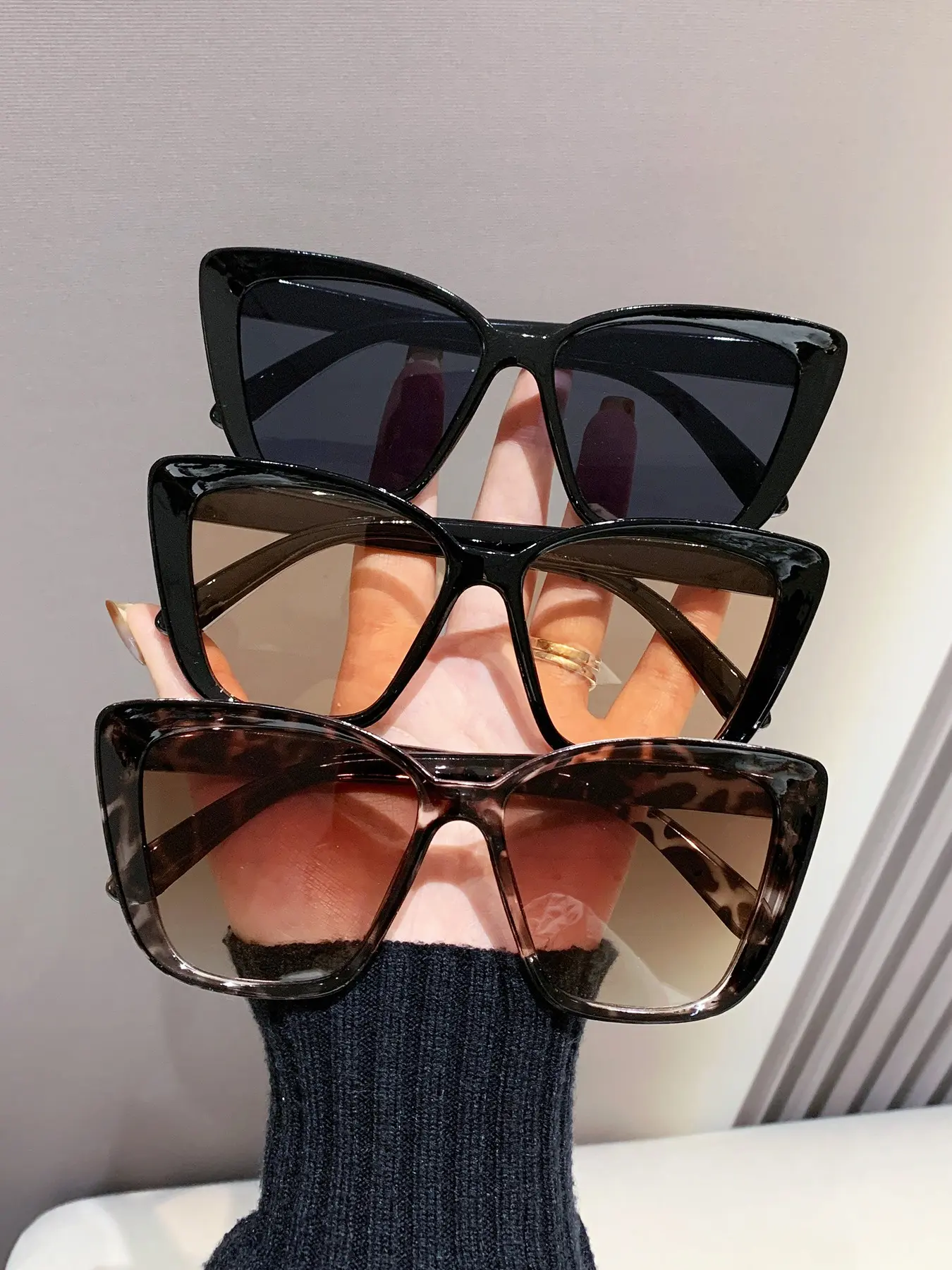 3 Pcs Unisex Large Frame Cat Eye Sunglasses, Fashionable Comfortable Eyewear for Women, Outdoor Activities, Parties, Travel, Driving, Fishing, Stylish Glasses