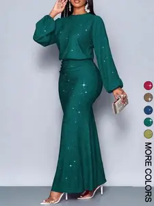 Women's Mermaid Hem Bodycon Dress Long Sleeve Christmas Valentine's Party Evening Gown Sexy Tight Fit Elegant Formal Occasion Attire