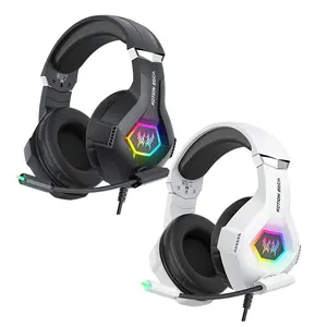 Immersive Wired Gaming Headset with Noise Cancelling Microphone, Surround Sound, Multi-Platform Compatible, Comfortable Ear Cup, RGB Lighting, PC Headsets, Multiplatform Gaming Headset, Surround Sound Headphones