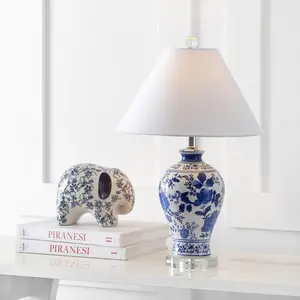 JONATHAN Y Song Ceramic/Crystal Chinoiserie Floral LED Table Lamp , for bedroom, living room, foyer, hallways, dining room, dorms
