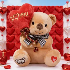 Valentine Love Teddy Bear Plush Toy Soft Cuddly Heart Bear Cute Stuffed Animal with “Love” Heart Romantic Valentine’s Day Gift for Girlfriend Wife Kids and Teens Perfect Sweet Surprise Birthday Anniversary Present and Room Decor