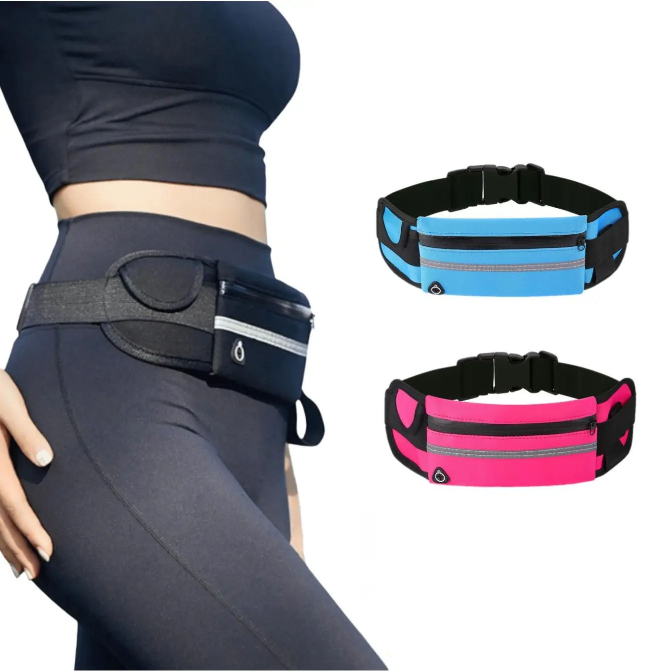 Unisex Sports Waist Pack, Lightweight Neoprene Running Belt with Secure Pockets for Hiking & Trail Running, Water-Resistant and Adjustable - Perfect Gift Set with Bonus Socks, Outdoor, Reflective Strips, Adjustable Buckle And Strap, All Seasons