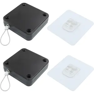 2 count Automatic Sliding Door Closer Punch Free Door Closer Automatic Door Closer Steel Drawstring for Bedroom/Bathroom/Office (500g Tension, Black)