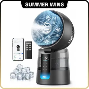 dealsforyou|DREO TurboCool Misting Fan 516S, 150°+30° Omni-Directional Oscillating Smart Desk Fan, Evaporative Air Cooler, 26 ft/s, Ultrafine Mist, 20dB Quiet, 6 Speeds & 2 Modes, Remote & App Control, RGB Lighting, Grey