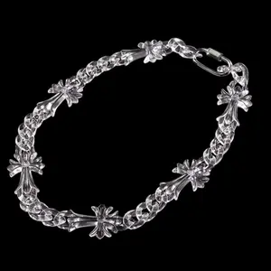 Clear Acrylic Rock Star Cross Chain Necklace for Men & Women - Trendy Unisex Streetwear, Cuban link, Lightweight Fashion Jewelry, Acrylic Link Chain