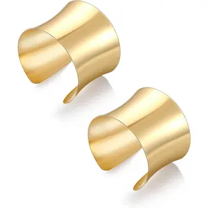 Women's Gold Wide Open Adjustable Wire Cuff Bracelets - Fashionable Minimalist Style, Nickel-Free Premium Metal, Female Versatile Costume Jewelry Accessory