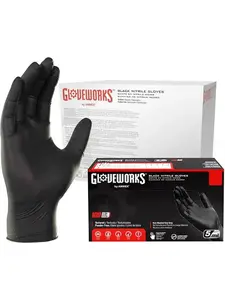 GLOVEWORKS Black Nitrile gloves 5MIL Assorted Sizes
