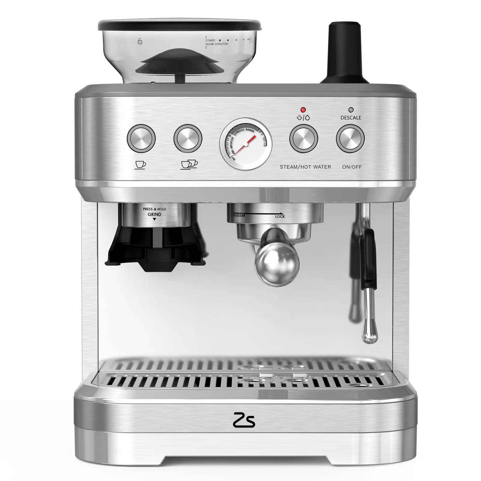15 bar semi-automatic espresso machine with built-in conical grinder - automatic milk mixer and steam bar -77 ounce detachable water tank - stainless steel coffee machine for home and office use - barista level cappuccino and latte Portable Electric Cuban