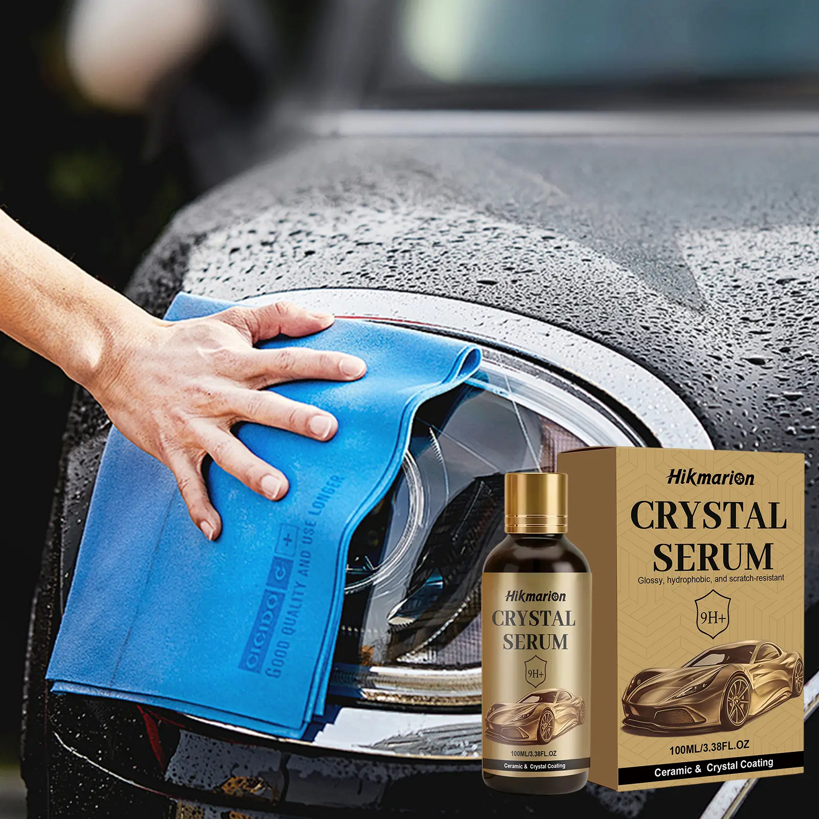 100ML Graphene Ceramic Car Coating, 9H Crystal Serum for Car Detailing, Long-Lasting Gloss, Hydrophobic, Scratch-Resistant Automobile Paint Protection & Care, Ceramic Coating Car