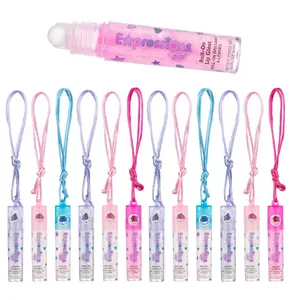 12pc Lip Gloss Necklace, Fruit Flavored Lip Gloss Set, Value Pack, Teen Girls Party Favors, Non Toxic Lip Gloss Necklaces For Girls