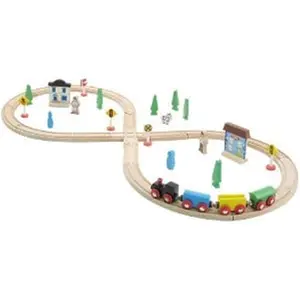 CHH  35 Pieces Wooden Train Set with Plastic StorageTub