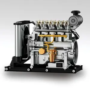 TECHING Mini Four-Cylinder Diesel Engine Model Kit, Full Metal Mechanical Assembly, DIY Functional Engine Set, Premium STEM Industrial Gift for Adults and Collectors