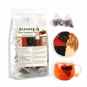 30 Bags Healthy Ginseng Renal Beverage, Chinese Herbal Kidney Cleansing Tea, 5-Treasures Natural Herbs Tea, Traditional Nourishing Formula, Unisex Value Pack,summervibes ginseng renal tea five tea