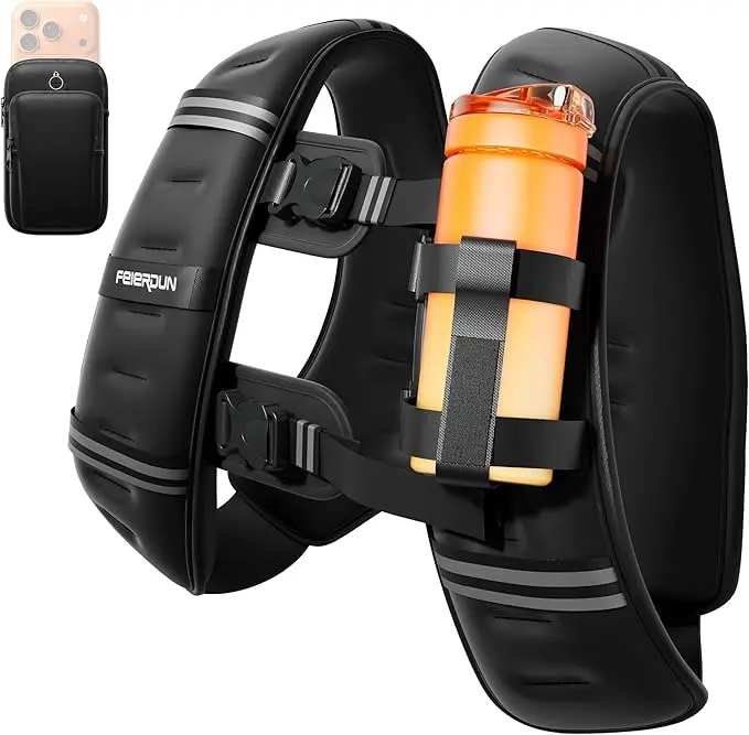 FED Fitness Feierdun Series WV1 Weighted Vest Kit - Workout Fitness Equipment with Phone Holder, Hydration Pocket, 8lb/12lb/20lb Options for Running, Weight Training, Workout Weight Vest