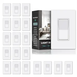 20 Pack Single Pole Decorator Light  with Screwless Wall Plate, Paddle Rocker Wall ,15A 120/277V, /Off Interrupter, UL Listed, W