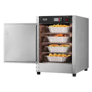 VEVOR Hot Box Food Warmer, TikTokShopBlackFriday, 4-Tier Concession Warmer with Water Tray, 4 Pans, Single-door and Adjustable Shelves, Stainless Steel Food Warmer Cabinet, Ideal for Storing Pizza, Chicken, Restaurant