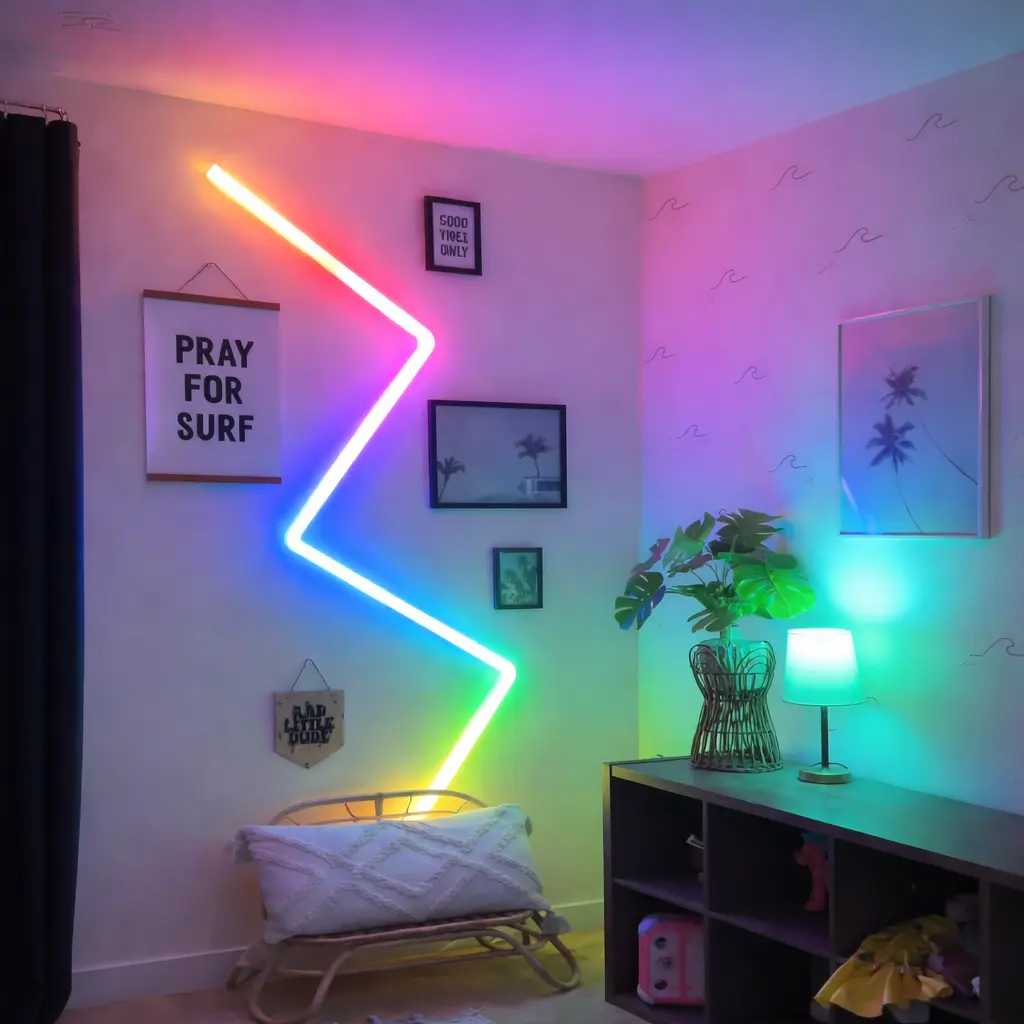 LEPRO AI Smart RGB Wall Light Bars (8 Pcs with 4 Corners) - LED Strip Lights, Customizable, Mood Decorative, Interior, Colorful Backlight, LightBeats Music Sync, App & Voice Control, Wi-Fi & Bluetooth, for Christmas, Room Decor, Customizable Led Lights