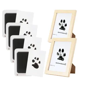 4-Pcs Paw Print Kit + 2 Photo Frames, Mess-Free Paw Print Ink Pad for Dogs & Cats,  Clean Touch Ink Pad, Dog Paw And Nose Print Kit, Keepsake Gift For Pet Dogs And Cats, Memorial Gift For Pets,Pet Paw Print Memory Keepsake imprint card