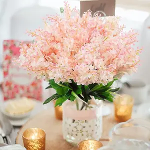 10counts Hydrangea Artificial Flowers, Silk 5-Flowered Hydrangea, 5-Flowered Lavender, Fake Flowers, Fake Plants, Spring Indoor and Outdoor Gardens, Artificial Greening, Porch Windows, Hanging Plantation, Office Desk, Home Decorations, Mixed Colors