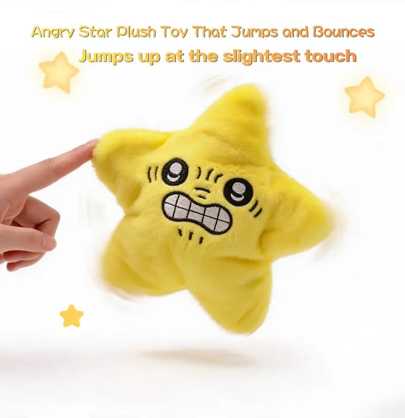 Interactive plush star decoration that can sound and jump - Fun star decoration, equipped with USB rechargeable battery, is an ideal gift for women, men, children, fathers or wives.