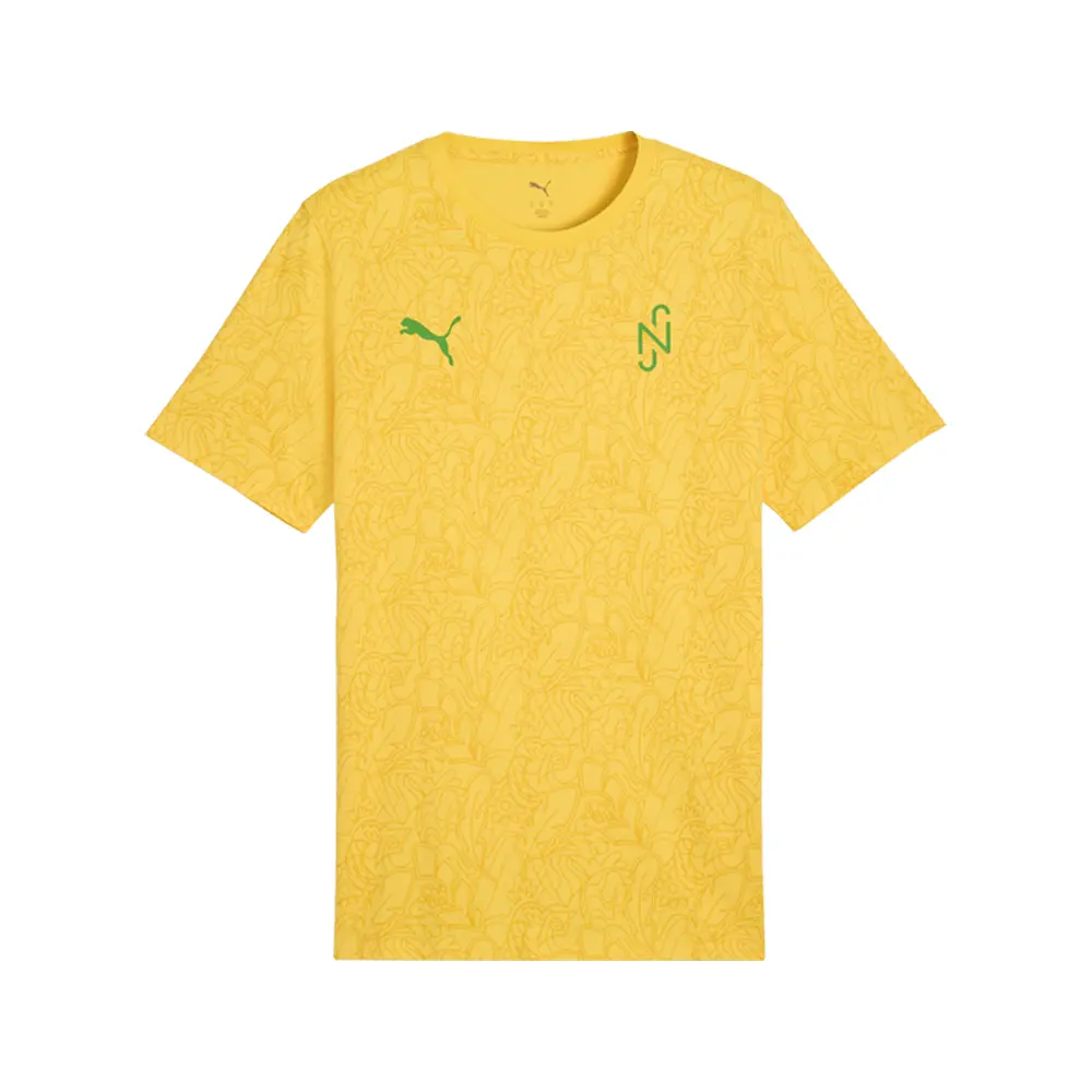 PUMA Mens Neymar Junior Brazil Passion All Over Print Crew Neck Short Sleeve Casual Tops Casual - Yellow