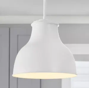 2-1/4 in. Fitter Matte White Metal Bell Pendant Lamp Shade - Shade Only