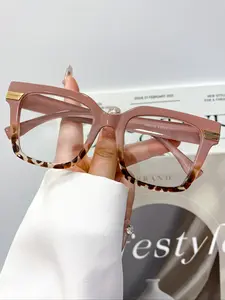 Fashion Vintage Square Leopard Pattern Eyeglasses for Women & Men, High-Quality Simple Daily Casual Wear Decorative Eyewear, Stylish Unisex Accessory