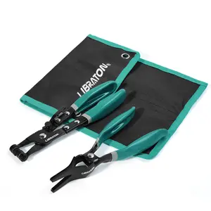 【Fathersdaygift】LIBRATON 2Counts Hose Clamp Pliers Set, with Hose Clamp Pliers, Hose Remover Pliers, Storage Pouch, Hose Remover Pliers for Fuel Oil Water Pipe, Hose Clamp Tool with Swivel for Removal and Installation