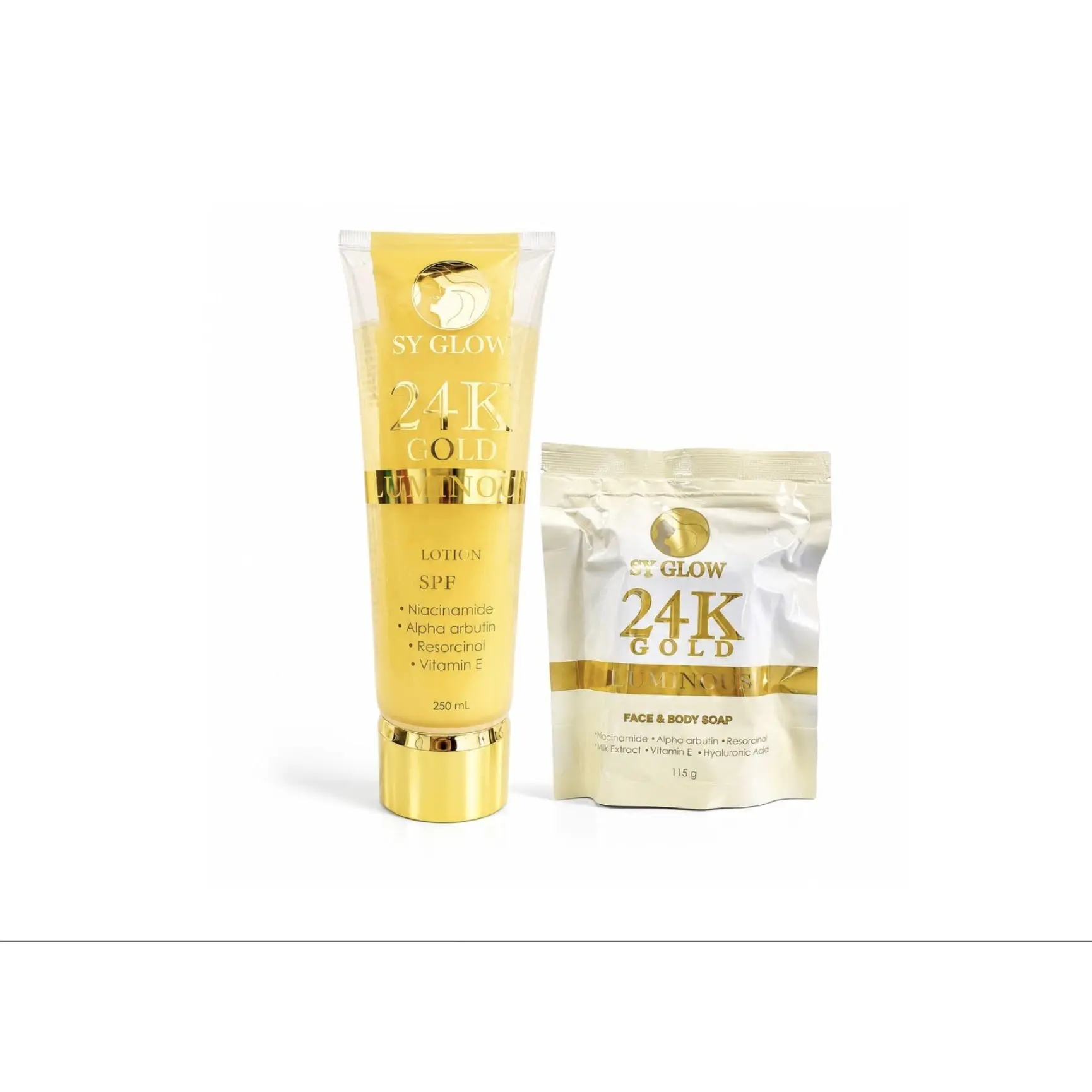 SY GLOW 24k Lominous Lotion SPF 250ml & 24k Soap Skin Repair