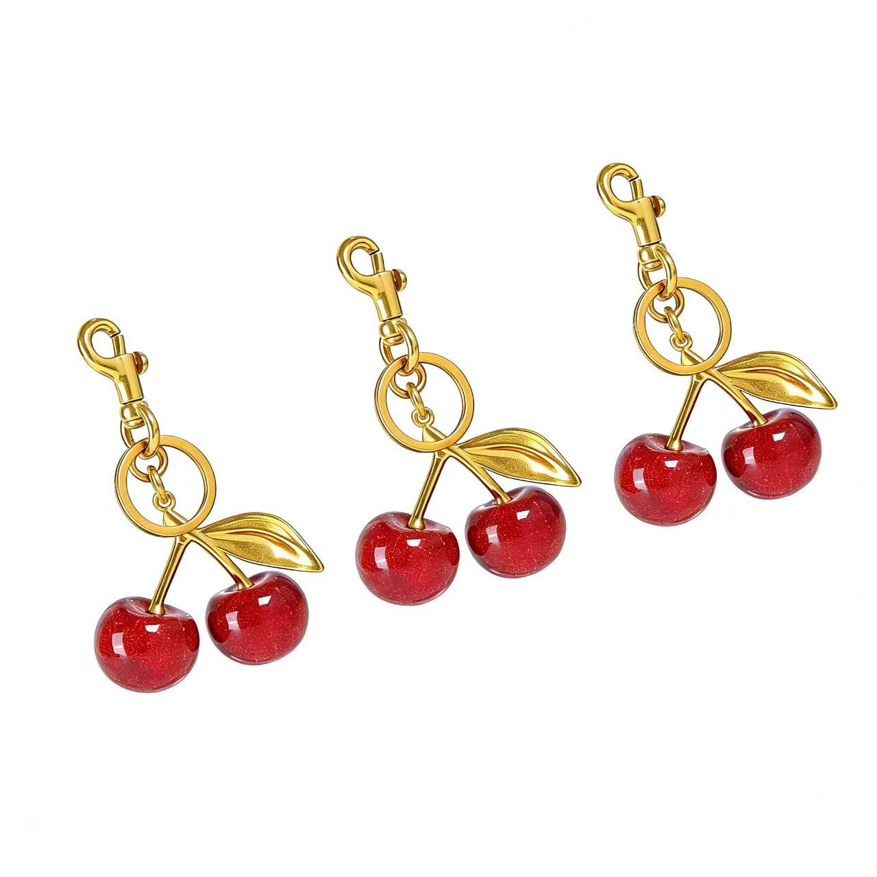 Keychain Cherry Bag Charms Purse，Key Chains Women Cute - Car key Accents for leather handbags，Adorable Add - ons for Your Essentials