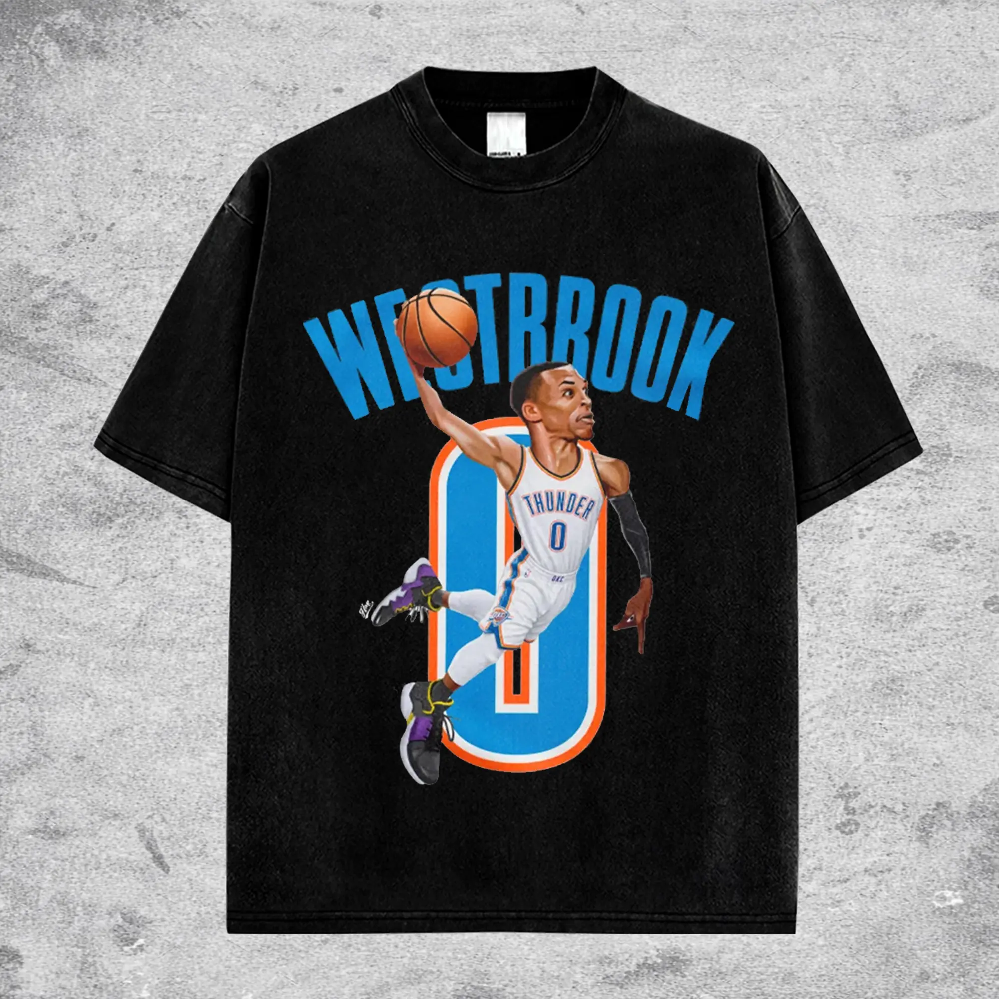 [HoopZoneStyle] OKC Westbrook Game Day Retro Unisex 100% Heavyweight Cotton T-Shirt – Thunder Fans Shirt, Oklahoma Basketball Shirt, Game Day Outfits, Gift For Basketball Fans