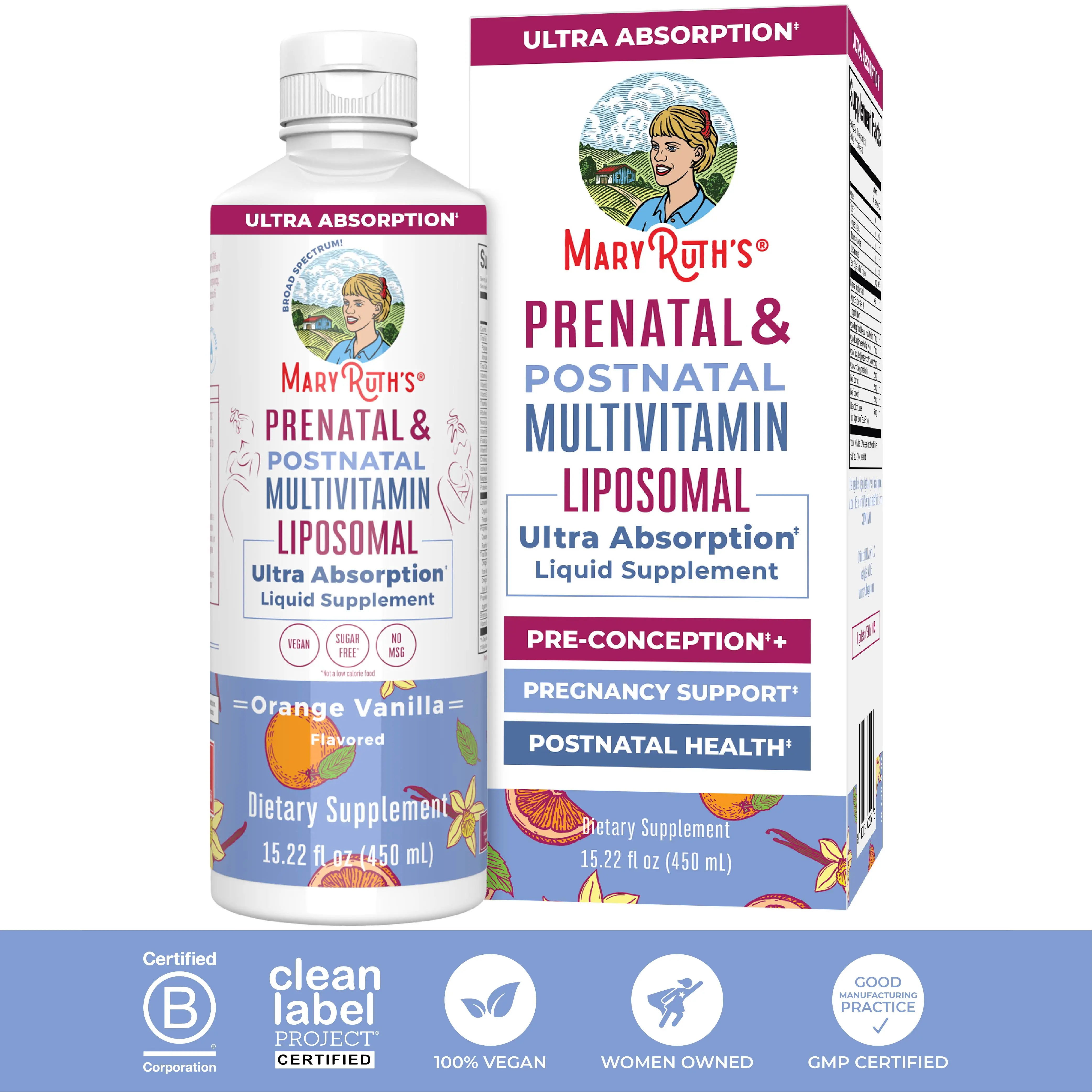 MaryRuth’s Liposomal Prenatal & Postnatal Multivitamin - Formulated for Pre-Conception, Pregnancy & Nursing - Prenatal Vitamins - Vegan - 30 Servings