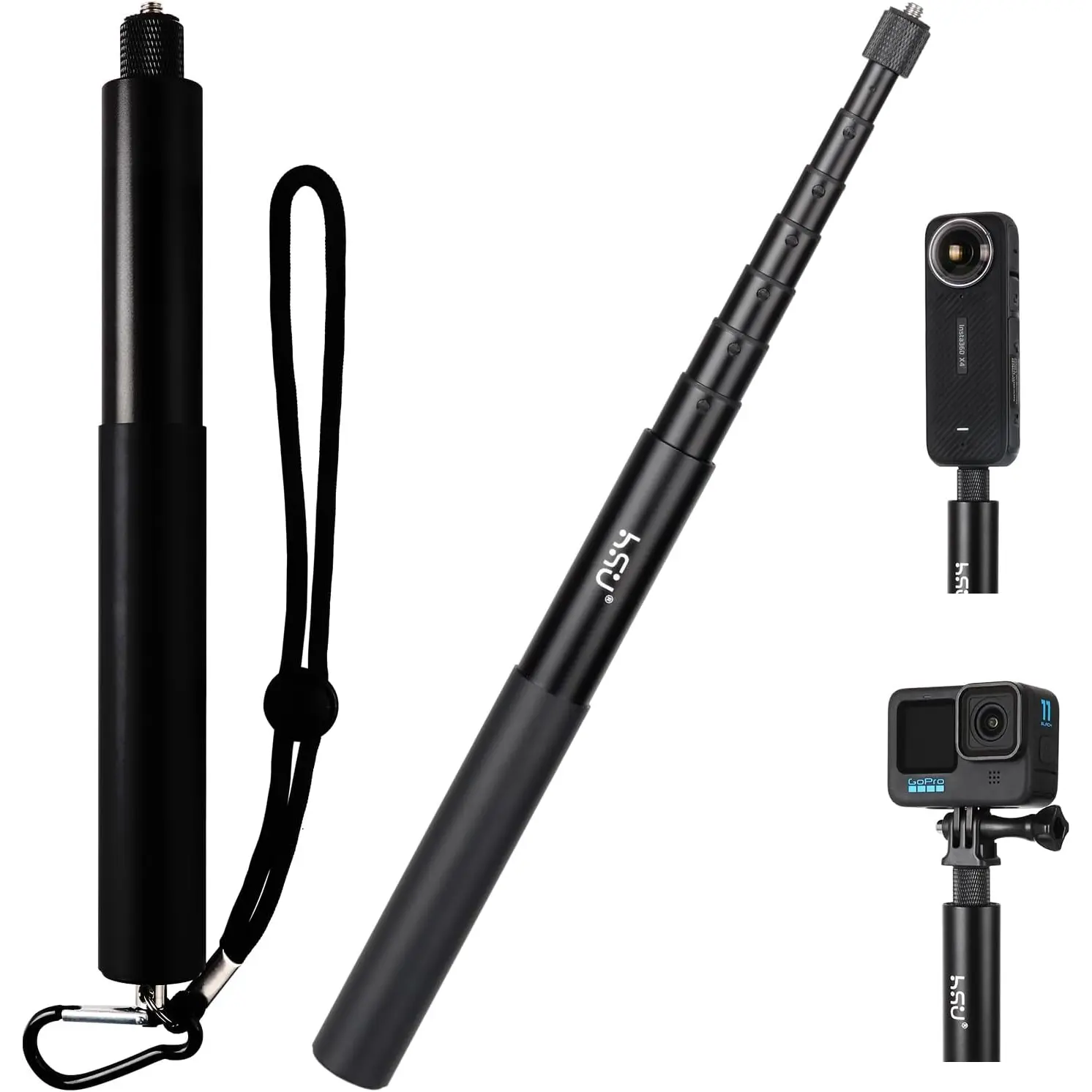 59"/150cm Invisible Selfie Stick for Insta360, Extension Monopod Pole for Insta360 X4, X3, X2, X, Insta 360 ONE R, RS, , DJI Action Camera