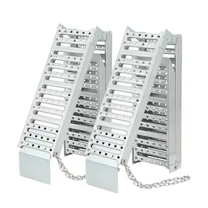 GARVEE 1500Lbs 2Pcs Tri-Fold Loading Ramps: Heavy Duty Steel Folding Ramps for ATV, UTV, Motorcycles, Lawn Mowers, Tractors, and Pickup Trucks - Durable Metal Construction, Silver Finish