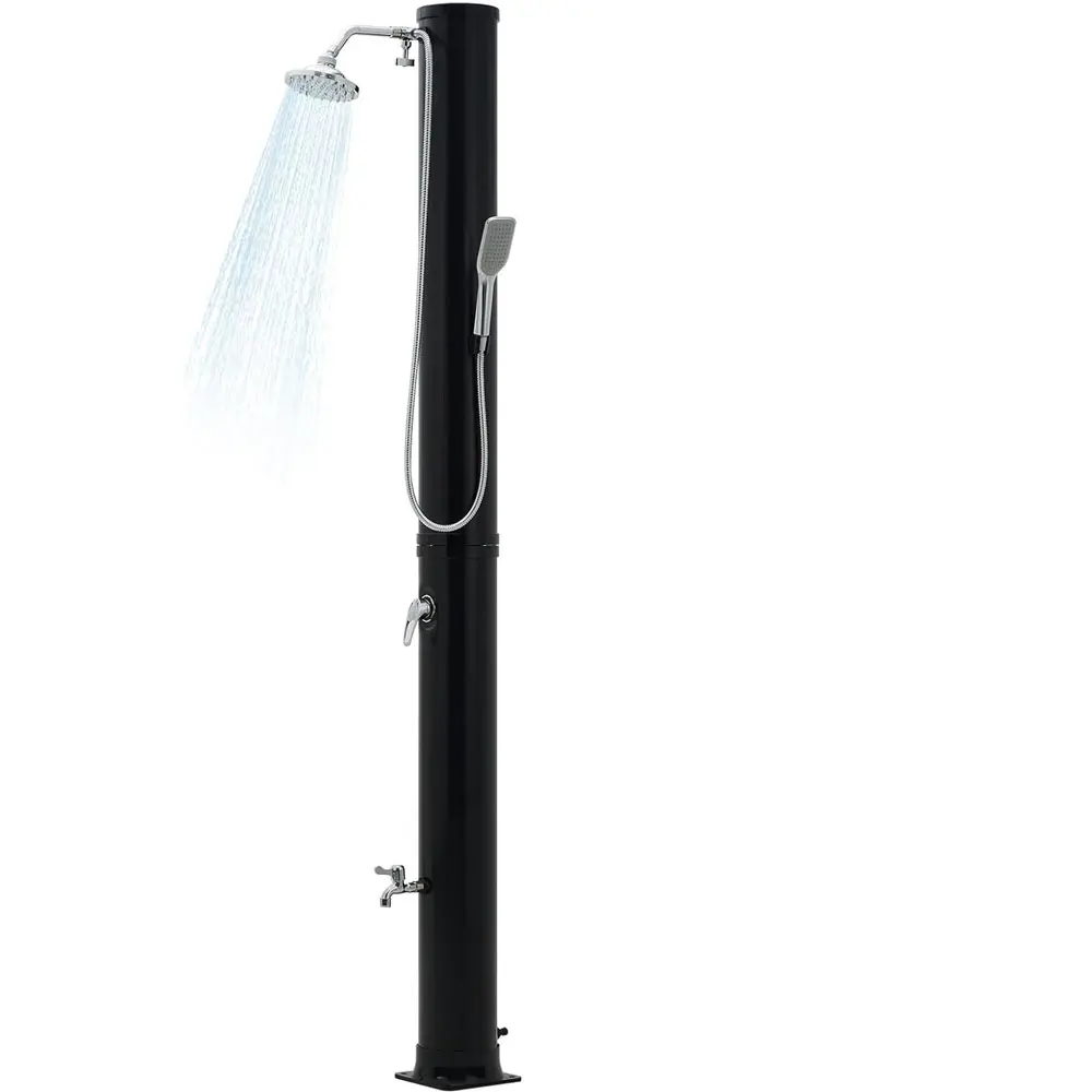 9.3/10 Gallon Solar Heated Outdoor Shower, 2-Section Freestanding Pool Shower with Shower Head & Foot Tap & Handheld Sprayer | Hot & Cold Water Adjustment | Beach Garden Spa Shower with Protective Cover
