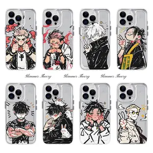 Cute Cartoon Painting Design Anime JJK Jujutsu Kaisen Kawaii Phone Cases For iPhone 17 Promax Pro Air 16 Plus 15 14 13 12 11 Transparent Soft Light TPU Shockproof Dustproof Protective Cover Shells Gift For Birthday Christmas Valentine