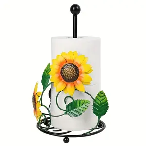 Sunflower Napkin Holder, Iron Wall-Mounted Kitchen Organizer, 2-Tier Storage for Napkins & Kitchen Roll, Rustic Home Decor, Bathroom Decor Supplies