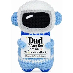 Dad Birthday Gifts, Handmade Positive Crochet Astronaut Decor, Dad Gifts from Daughter Son for Birthday Christmas Father Day, Cute Present for Daddy Father Papa New Bonus Step Dads