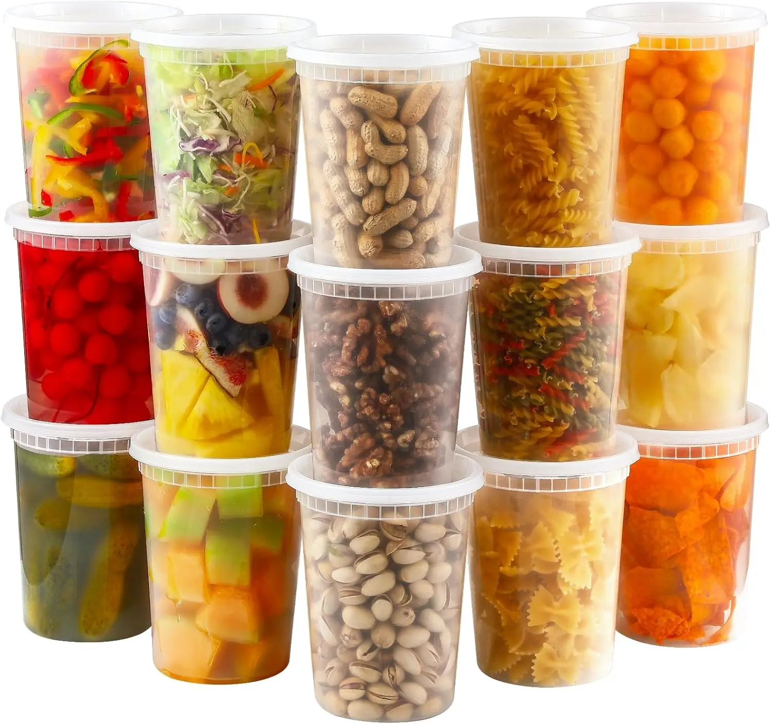 20 Sets 32 oz Plastic Deli Food Containers With Lids, Airtight Food Storage Containers, Freezer/Dishwasher/Microwave Safe, Soup Containers For Takeout Meal Prep Storage